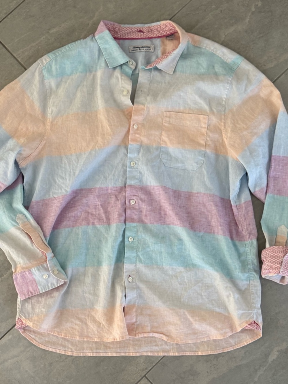 Tommy Bahama Barbados Breeze Stretch Pastel Linen Blend Button-Down Shirt XXL